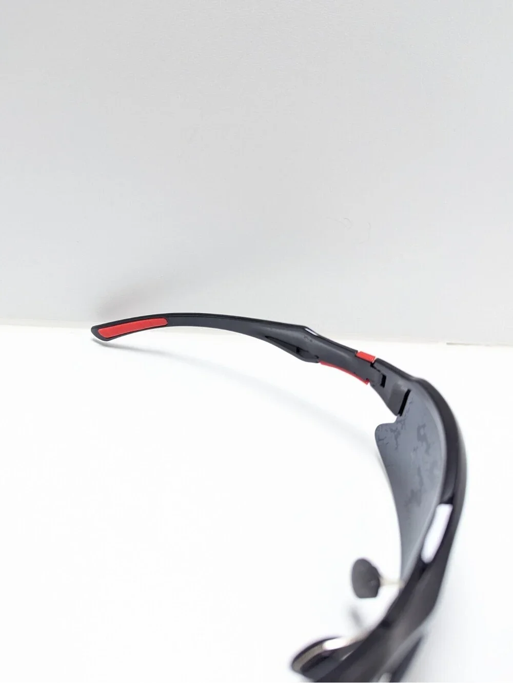 Athletic Shield Gray Lens Black Semi Rimless Wraparound Men's Sport Sunglasses